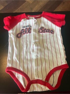 Daddy's All Star Red & White Baby One-Piece Bodysuit